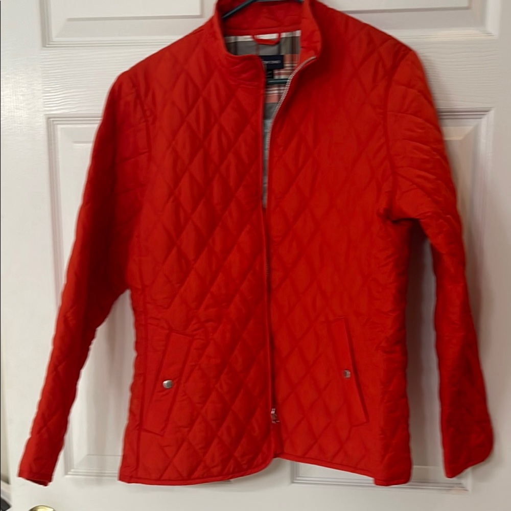 Lands' End Red Puffer Jacket with Diamond Quilting